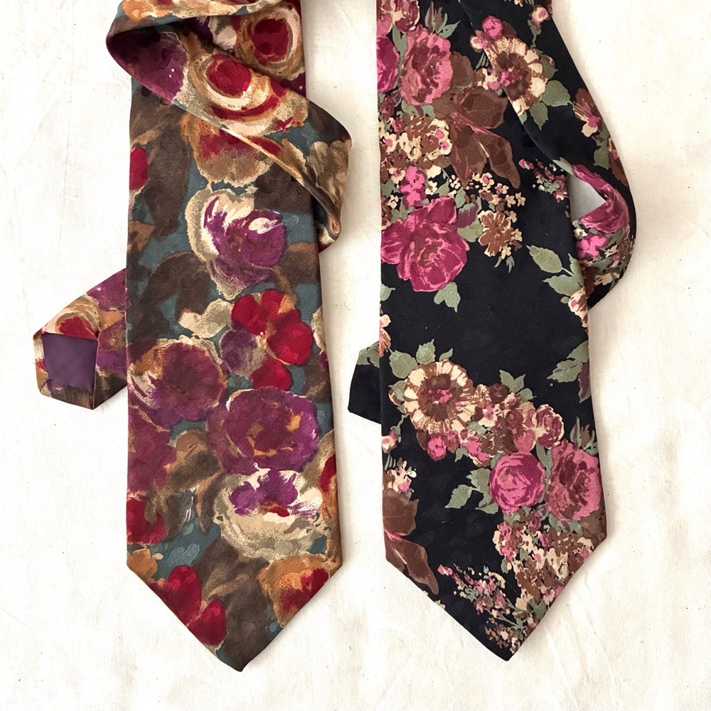 Pair of Guy Laroche floral,silk ties